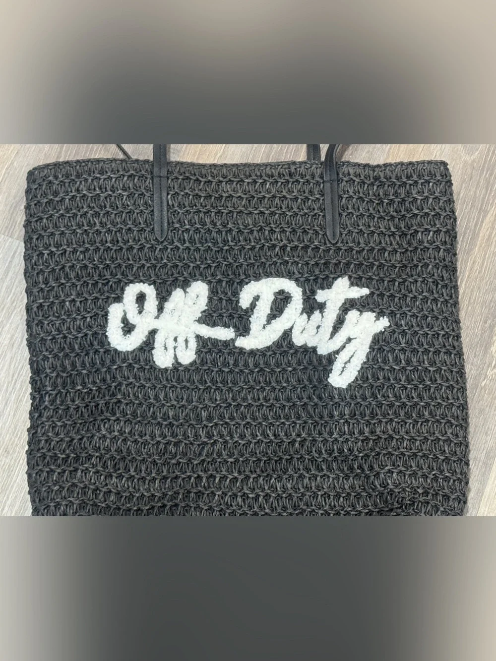 Black Crochet Tote with White 